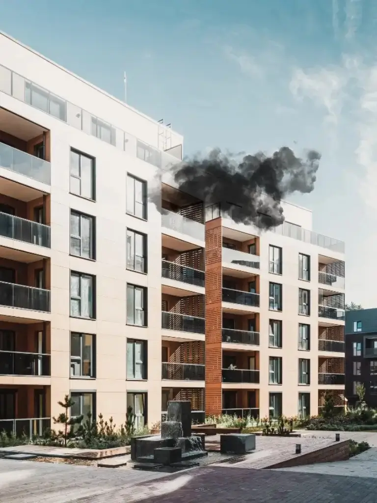 Rök från balkong i fastighet